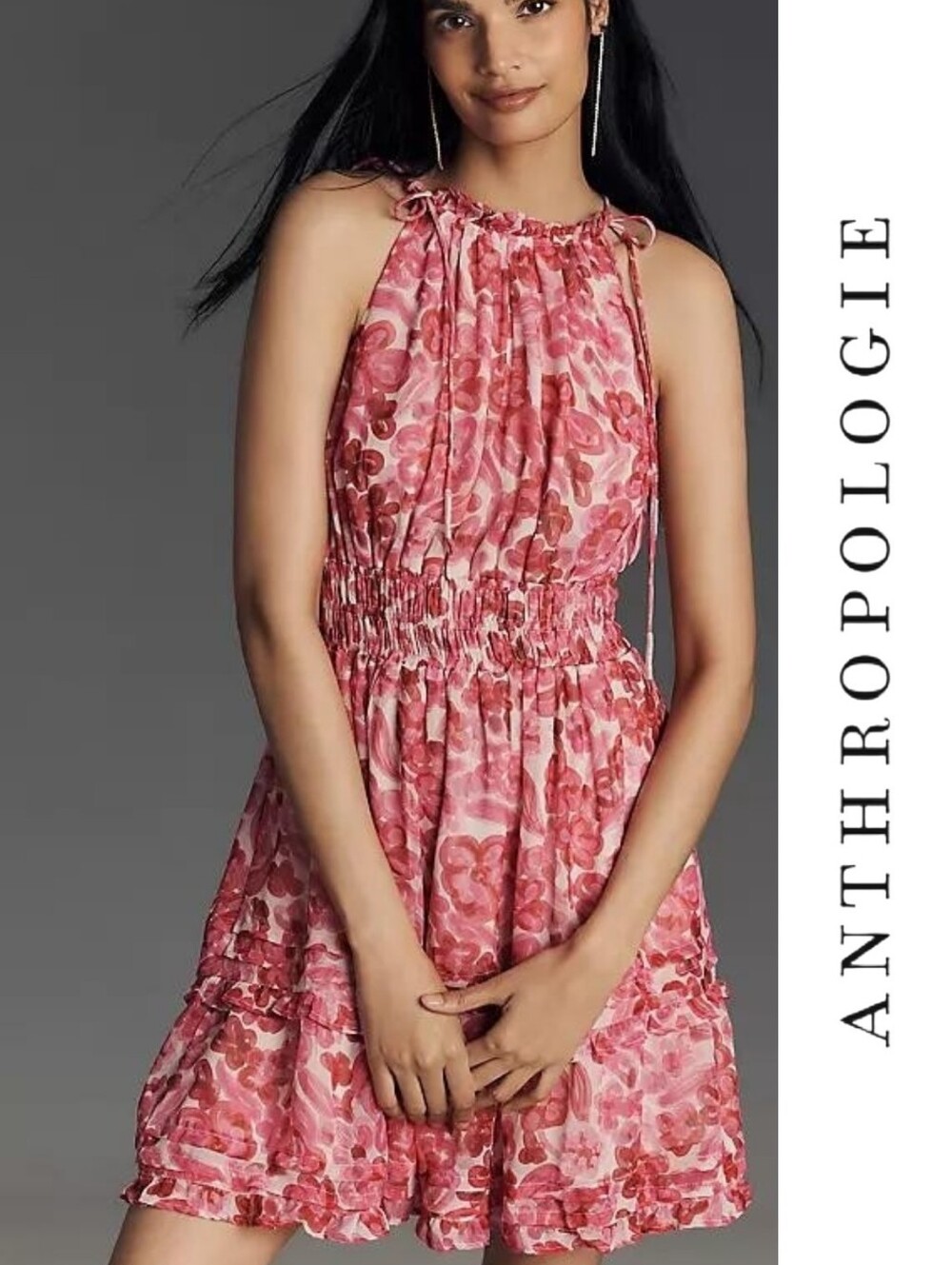 Anthropologie Somerset Mini Dress With Pockets Floral Sundress - Pink Rose